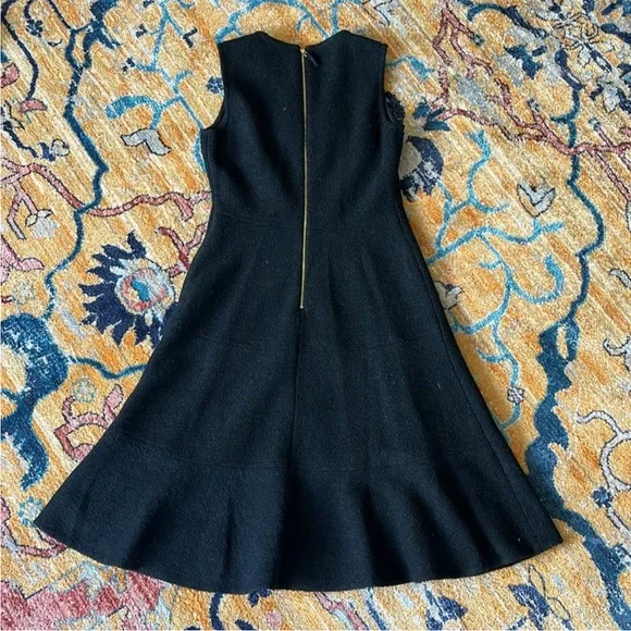 Kate Spade EUC Wool Textured Tweed Fit Flare Flounce Black Sleeveless Dress - Picture 9 of 10